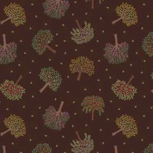 Lewis & Irene Quilting Fabric - The Orchard Trees Dark Brown - Cotton Fabric - Picture 1 of 7