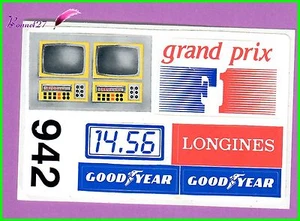 Ancien Autocollant divers rand prix Longines Goodyear pneu voiture TV - Foto 1 di 1