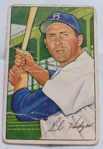 1952 BOWMAN BASEBALL "GIL" HODGES # 80 BROOKLYN DODGERS HOF creases - Picture 1 of 2