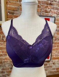 Rhonda Shear Dark Purple Pin Up Bra with Lace Back Detail New