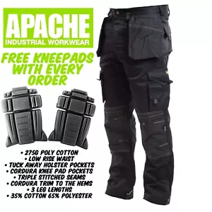 Apache Work Trousers - Knee-Pad & Twill Holster Pockets Free Kneepads - Picture 1 of 5