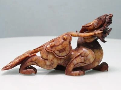 Antigua estatua de bestia de tropas valientes Pi Xiu tallada en piedra de jade Feng Shui riqueza malvada Pi Xiu Foto 1 de 4