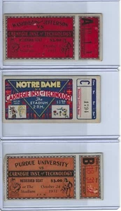 BIGLIETTO CALCIO VINTAGE 1931 CARNEGIE INSTITUTE MELLON STUB X3 RARO NOTRE DAME - Foto 1 di 2