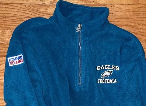 Vintage Pro Line Champion NFL philadelphia eagles Fleece 1/4 Zip Sweater XXL Cover