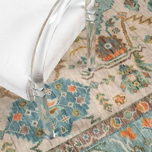 Oushak Turkish Modern Green & Blue Handmade Area Rugs Hand Knotted Wool Carpet - Picture 1 of 5