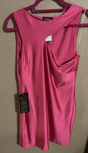 Bebe Kleid One Shoulder Detail Bodycon Mini Elegant Tailliert Stretch Rosa Gr. L Neu mit Etikett - Bild 1 von 8