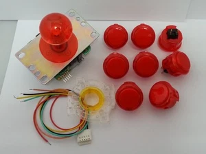 Japan Sanwa Clear Red Joystick Buttons Set of 8 OBSC-30-CR Video Game GT-Y - Picture 1 of 9