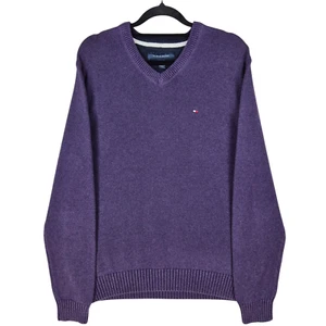 Tommy Hilfiger Purple V Neck Knit Sweater Size L - Picture 1 of 2
