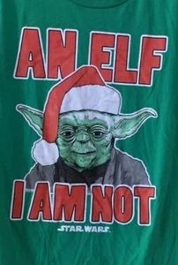 Camiseta verde Star Wars Santa Claus Yoda An Elf, I Am Not unisex talla M - Imagen 1 de 3
