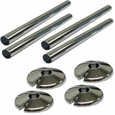 4 X  NEW CHROME RADSNAPS RADIATOR PIPE COVERS  + COLLARS - FREE UK DELIVERY - Image 1 of 4