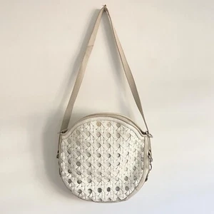 MIMCO White Cane Circle Leather Bag Weaved Short and Detachable Long Straps - Picture 1 of 18