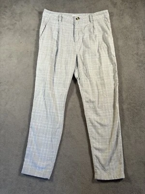 Брюки Oxford из хлопка сбоку 32 серые клетчатые брюки на лодыжке сужающиеся повседневные 32x27 - Изображение 1 из 4