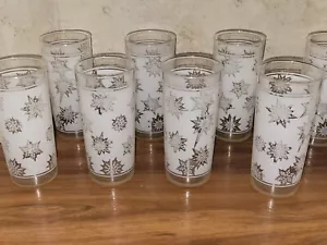 9 Vintage Libbey Snowflake Gläser Frosted Snowflake MCM Dinkware Barware Retro - Bild 1 von 10