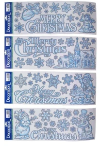 Frohe Weihnachten Fenster Wiederverwendbar Aufkleber Glitzer Schneemänner Engel Weihnachts Kirche - Bild 1 von 5