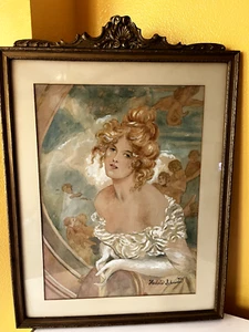 Poss Elaine (Helene) Schneider Sagerhorn ~ Pastellgemälde ~ Viktorianerin 21x30 - Bild 1 von 8