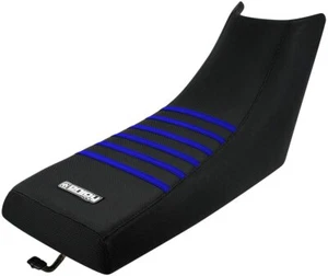 1987-2006 Yamaha Banshee Seat Cover Gripper Enjoy Mfg ALL BLACK / BLUE RIBS #112 - Picture 1 of 4