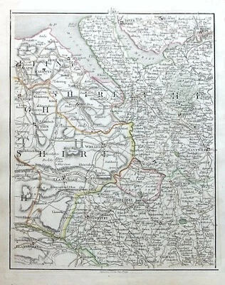 DENBIGHSHIRE, CHESHIRE, Liverpool, Pl.40, mapa antiguo original, Cary, 1794 Foto 1 de 4