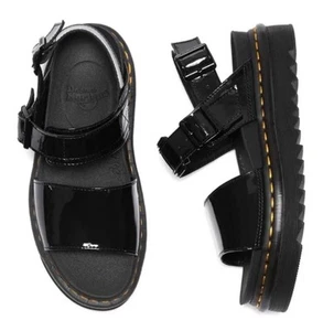 Dr. DOC MARTENS Voss Quad Platform Black Leather Sandals Women’s US 7 - Picture 1 of 12