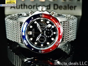 Reloj Invicta Para Hombre 48mm PRO DIVER Cronógrafo de Buceo ESFERA NEGRA Tono Plateado Malla - Imagen 1 de 16