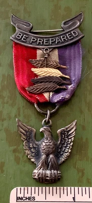 MEDALLA Y 4 PALMERAS BSA de colección EAGLE SCOUT Boy Scouts of America de los años 30-40 Foto 1 de 4