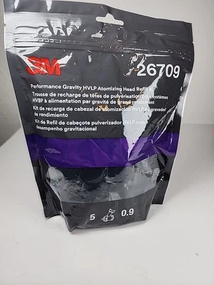 3M Performance Gravity HVLP Atomizing Head Refill Kit 26709, White, 0.9, 5 pack - Image 1 of 3