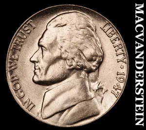 Jefferson Nickel 1947 - Choice Gem Brilliant Uncirculated Lustrous #D8783 - Imagen 1 de 2