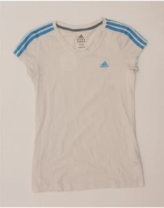 ADIDAS Womens T-Shirt Top UK 12 Medium White Cotton CB07 - Picture 1 of 4