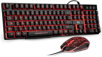 Rii RK108 Gaming Keyboard and Mouse Set,Wired LED Light Up Mouse...  - Image 1 of 4