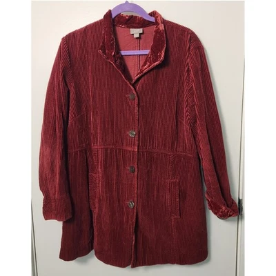 J. Jill Pana Terciopelo Para Mujer Grande Manga 3/4 Camisa Chaqueta Pliegues Traseros Algodón Foto 1 de 4