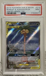 Rowlet & Alolan Exeggutor GX (Alternate Full Art) 215/236 Sm-Unified Minds Holo - Picture 1 of 3