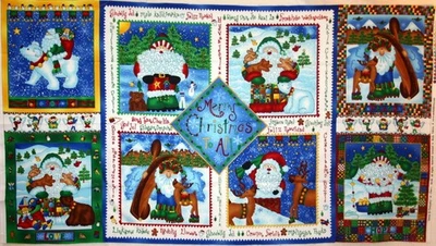 SANTA AND COMPANY PANEL BY CHERI STROLE FROM MODE - 100% COTTON FABRIC - Image 1 of 4