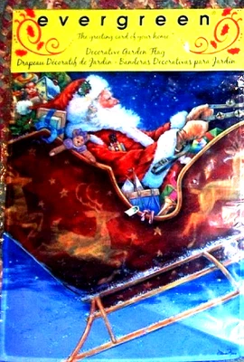 Jardín Bandera Papá Noel Paseo Trineo Navidad Reno Pequeña Casa Exterior NUEVO Foto 1 de 2