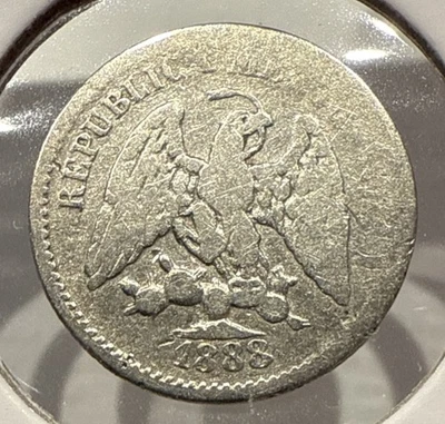 Moneda de Plata Chihuahua 1888 Ca 5 Centavos Segunda República México 5C Casa de la Moneda Foto 1 de 4