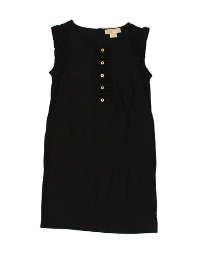 Abito da donna Michael Kors con volant davanti senza maniche a tubino UK 6 XS nero seta BI06