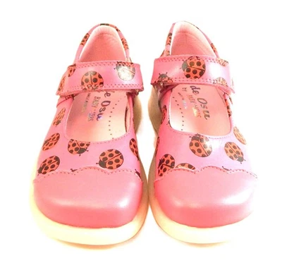 DE OSU - Испания - девочек фуксия розовый кожаный божья коровка туфли - Европейский 25 - США размер 8 - Изображение 1 из 4