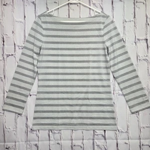 Y2K Banana Republic Strickpullover weiß grau gestreift Gr. Small Polyestermischung - Bild 1 von 6