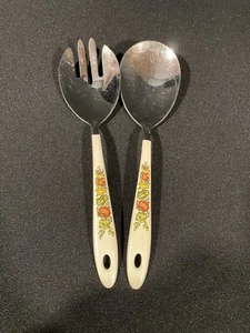 Vintage Corelle Imperial Edelstahl Gewürz des Lebens SERVIEREN SALAT BALD und GABEL SET - Bild 1 von 9