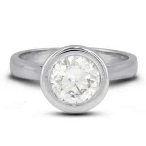 3/4ct H SI1 Round Natural Certified Diamond 18k Halo Solitaire Engagement Ring - Picture 1 of 10