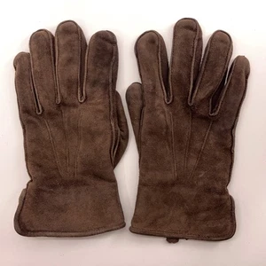 Brooks Brothers Large Brown Leather Gloves Shearling Cuff - Picture 1 of 6