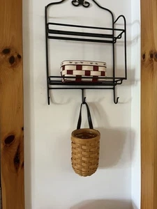 Longaberger hängendes kleines Torhaus Korb genähter Ledergriff mit Schutz - Bild 1 von 6