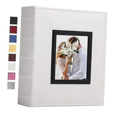  Álbum de Fotos para 200 Fotos 4x6 Cubierta de Cuero Extra 200 Bolsillos Elegante Blanco Foto 1 de 4