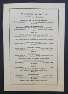 President Kennedy 1961 Inauguration Activities Program - Picture 1 of 2