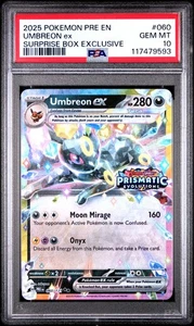 Pokémon PRISMATIC EVOLUTIONS #060 UMBREON EX SURPRISE BOX EXCLUSIVE PSA 10 -9593 - Picture 1 of 2