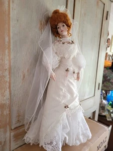 Franklin Mint Heirloom Gibson Girl Anniversary Bride Red Hair 22" - Picture 1 of 10
