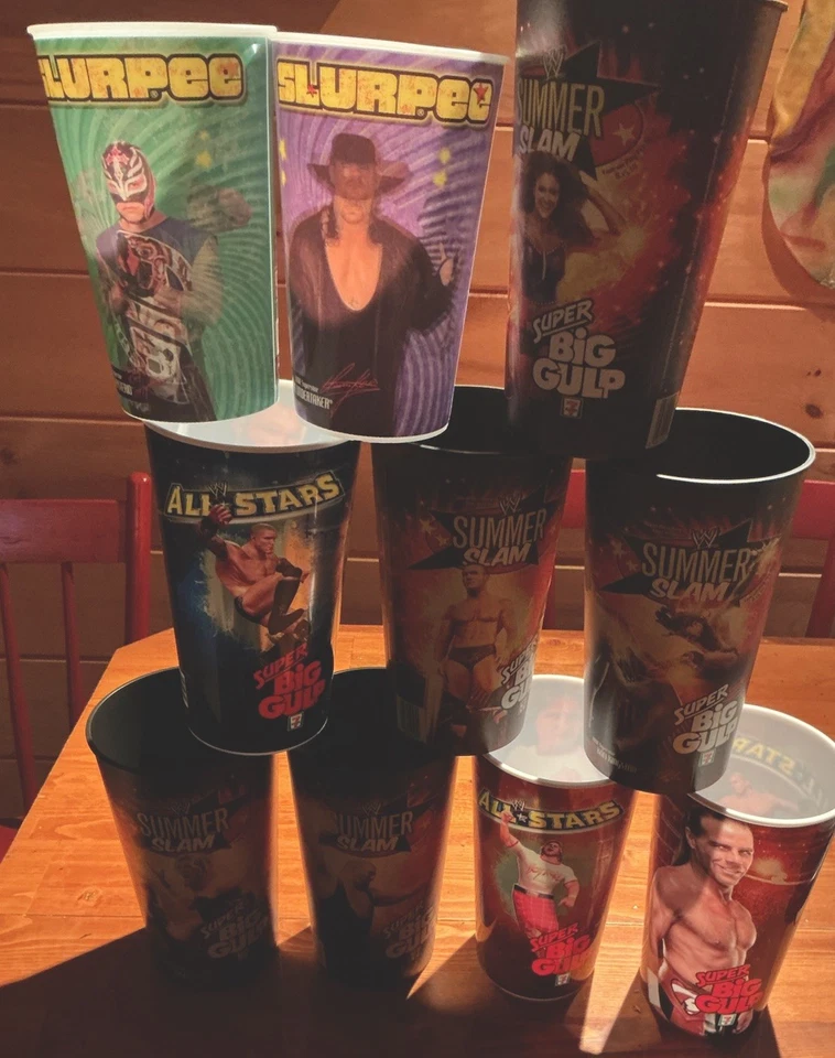 WWE Summer Slam / All Stars Slurpee / Big Gulp Cups 7 Eleven Lote de 10 2010-11 Foto 1 de 4