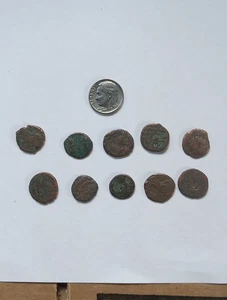 Lot Of TEN (10) Low To Medium Grade Bronze Ancient Roman ? Coins-NOT SURE ROMAN - Picture 1 of 13