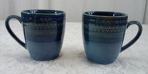 Threshold Coffee Mugs KINGSLAND Stoneware Blue SET OF 2 - Picture 1 of 10
