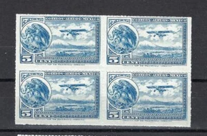 Mexico 1930 Sc# C20 Airmail Coat of Arm Airplane Eagle Plane block 4 MNH - Picture 1 of 1