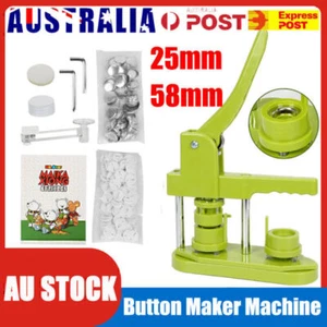25mm 58mm Button Maker Badge Press Machine Circle Cutter 100 Buttons 3 Dies AU - Picture 1 of 29
