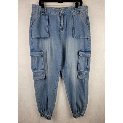 Pantalones de mezclilla cargo Y2K talla 14 holgados de gran tamaño patinador hip hop calle utilitarios Foto 1 de 4